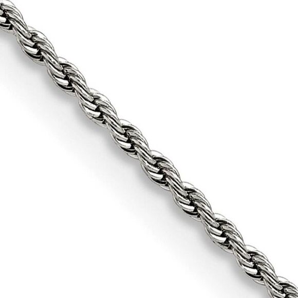 1.5mm Stainless Steel Rope Chain Necklace, 22 Inch - Picture 1 of 5